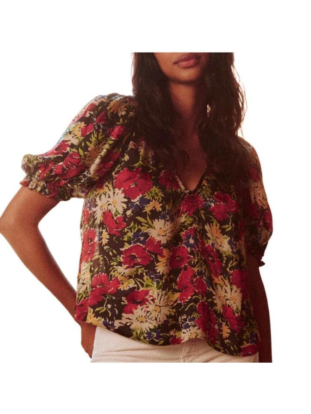 The GREAT. The Ponder Top in Hidden Garden Floral Red Women’s size 0 (US XS) - Picture 1 of 15